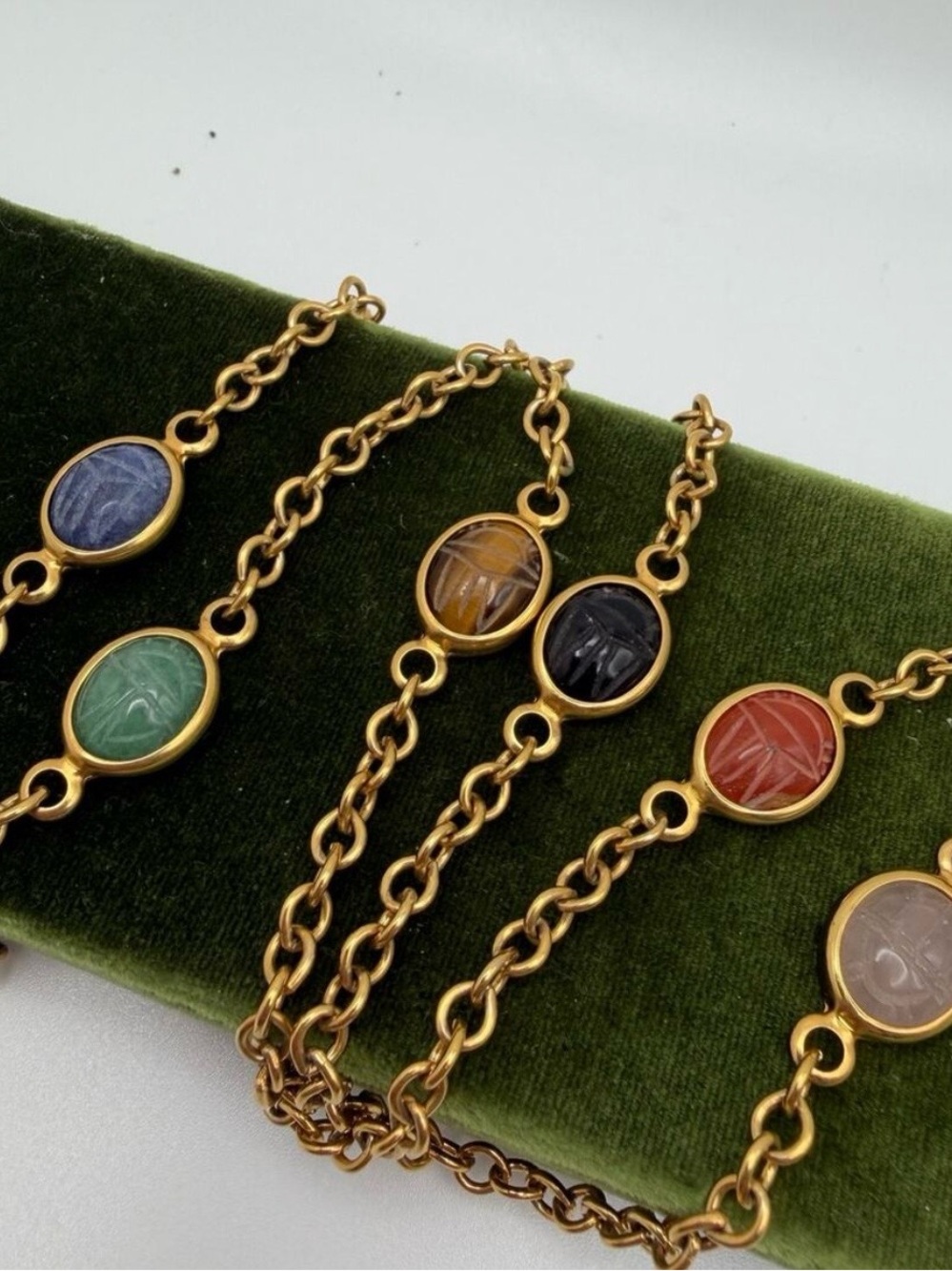Scarab Multi-Stone Station Necklace